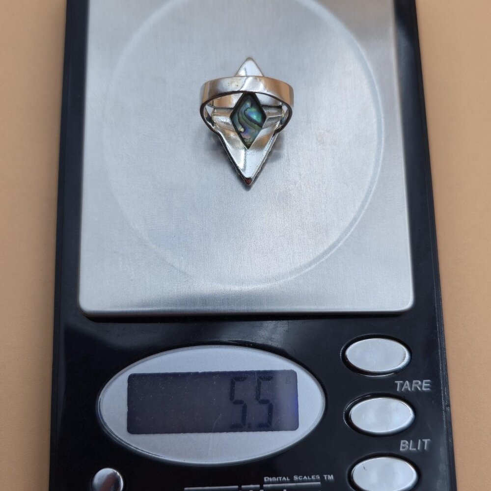 Size 5.25 Sterling Silver Diamond Shape Abalone Shell Band Ring A5197 - Picture 8 of 8